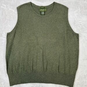 Eddie Bauer Mens Olive Green V Neck Sweater Vest Stretch XL